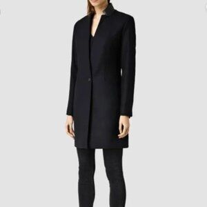 All Saints Women's Coat - Vita Wool Coat - US4 - Navy Inky darkest blue